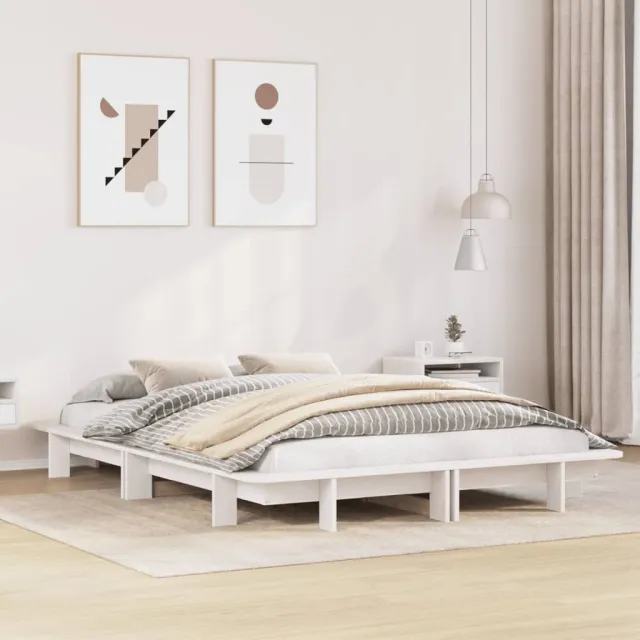 vidaXL Bedframe zonder matras massief grenenhout wit 140x190 cm