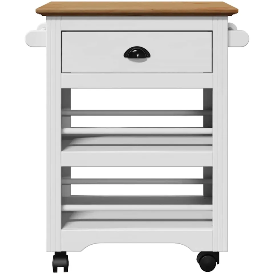 vidaXL Keukentrolley BODO 67,5x45x80 cm wit en bruin, foto 4