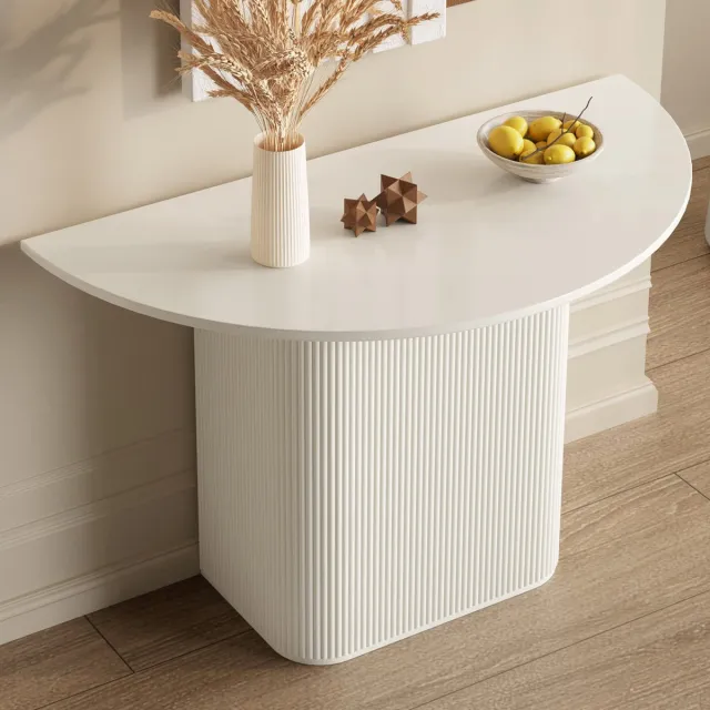 GUYII Moderne Console Tafel - Eettafel - console tafel 110 cm – Met Opbergruimte & Extra Groot Tafelblad Crèmewit