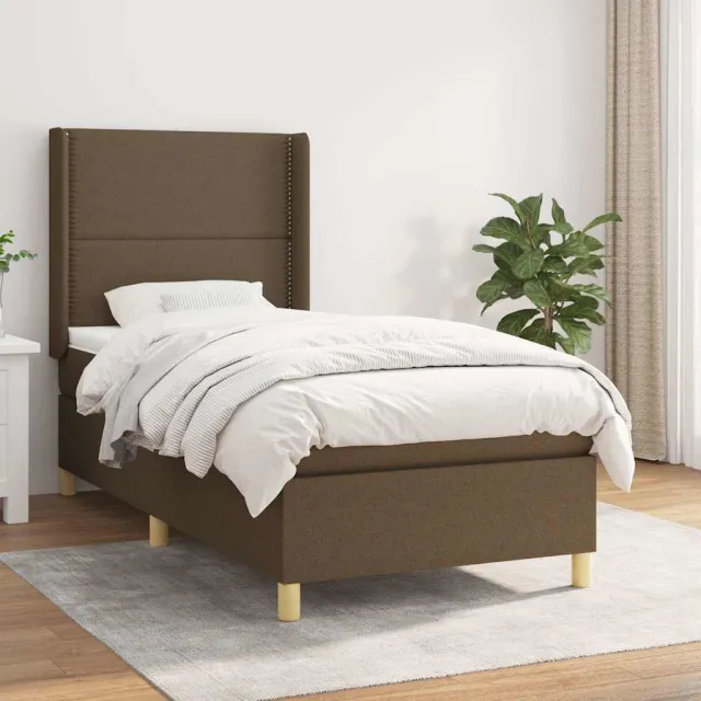 vidaXL Boxspring met matras stof donkerbruin 90x190 cm bruin