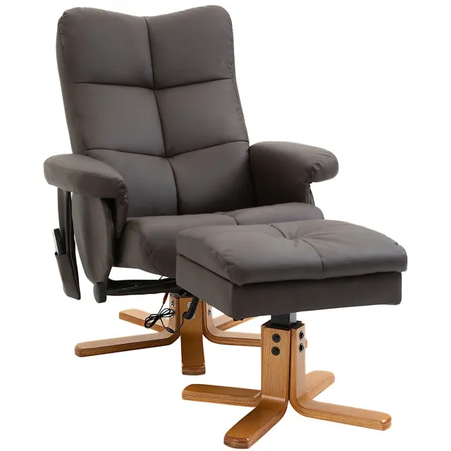 YYchan fauteuil met voetenbank - bruin - 80 x 86 x 99 cm
