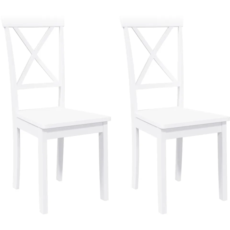 vidaXL Eetkamerstoelen 2 st massief hout rubber wit