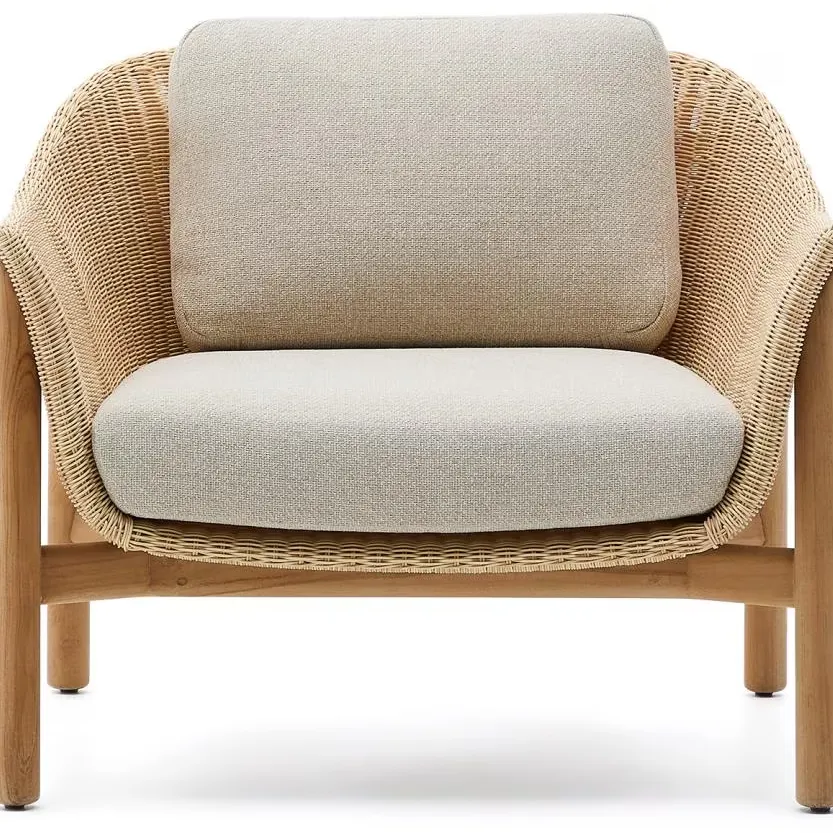 Kave Home Galea fauteuil teakhout rattan, foto 2