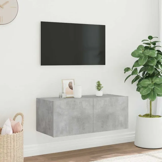 vidaXL Tv-wandmeubel met LED-verlichting 80x35x31 cm betongrijs