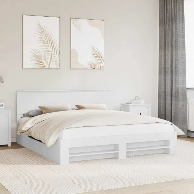 vidaXL Bedframe met hoofdeinde Wit 180 x 200 cm Bewerkt hout