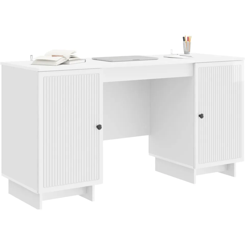 vidaXL Bureau Hoogglans Wit Bewerkt hout 142,5 x 50 x 75 cm