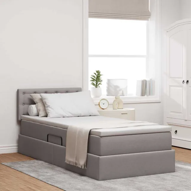 vidaXL LED Opslagbed met Matras Taupe 90 x 200 cm Stof