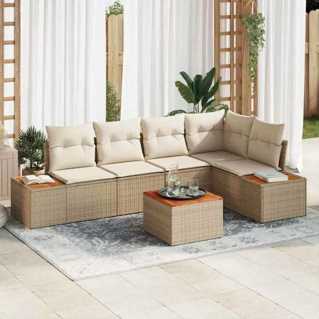 vidaXL Tuinbankenset 6 st Beige Poly riet, foto 2