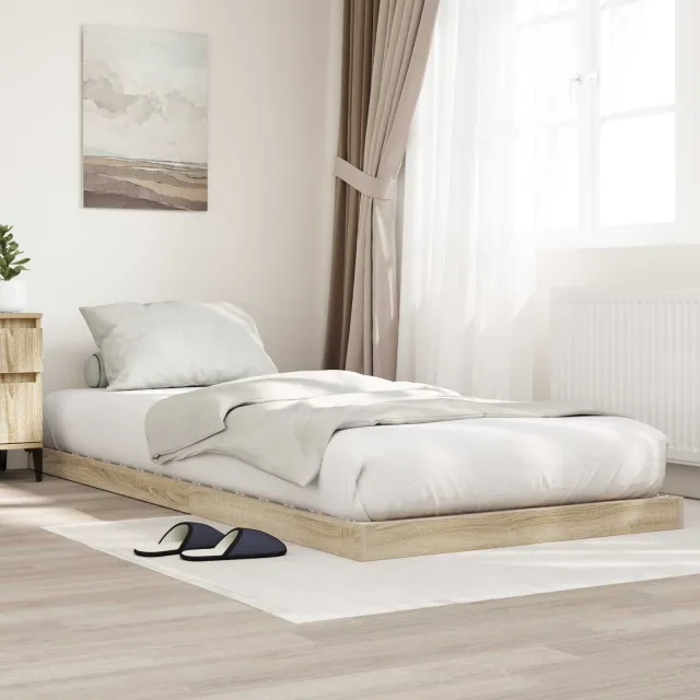 vidaXL Vloer bedframe Sonoma 75 x 190 cm Bewerkt hout bruin