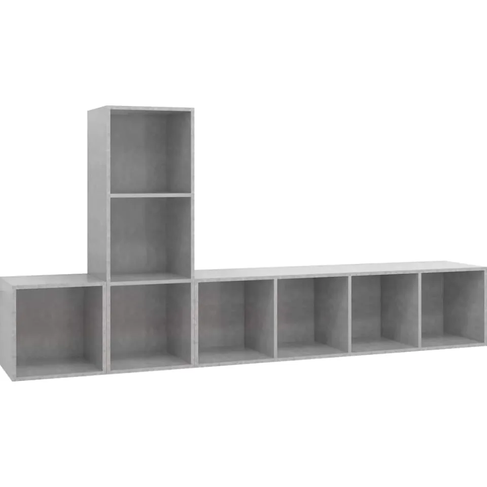 vidaXL 3-delige Tv-meubelset bewerkt hout betongrijs grijs, foto 3