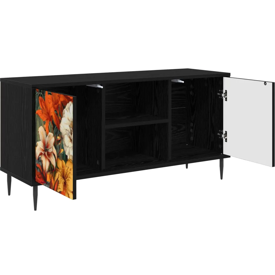 vidaXL Tv-meubel GENNEP 102 x 33 x 51 cm Zwart eiken Bewerkt hout