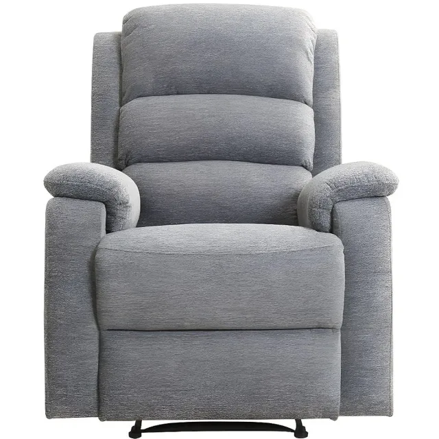 Vente-unique Elektrische relaxfauteuil van stof met plateau NEVERS - Grijs