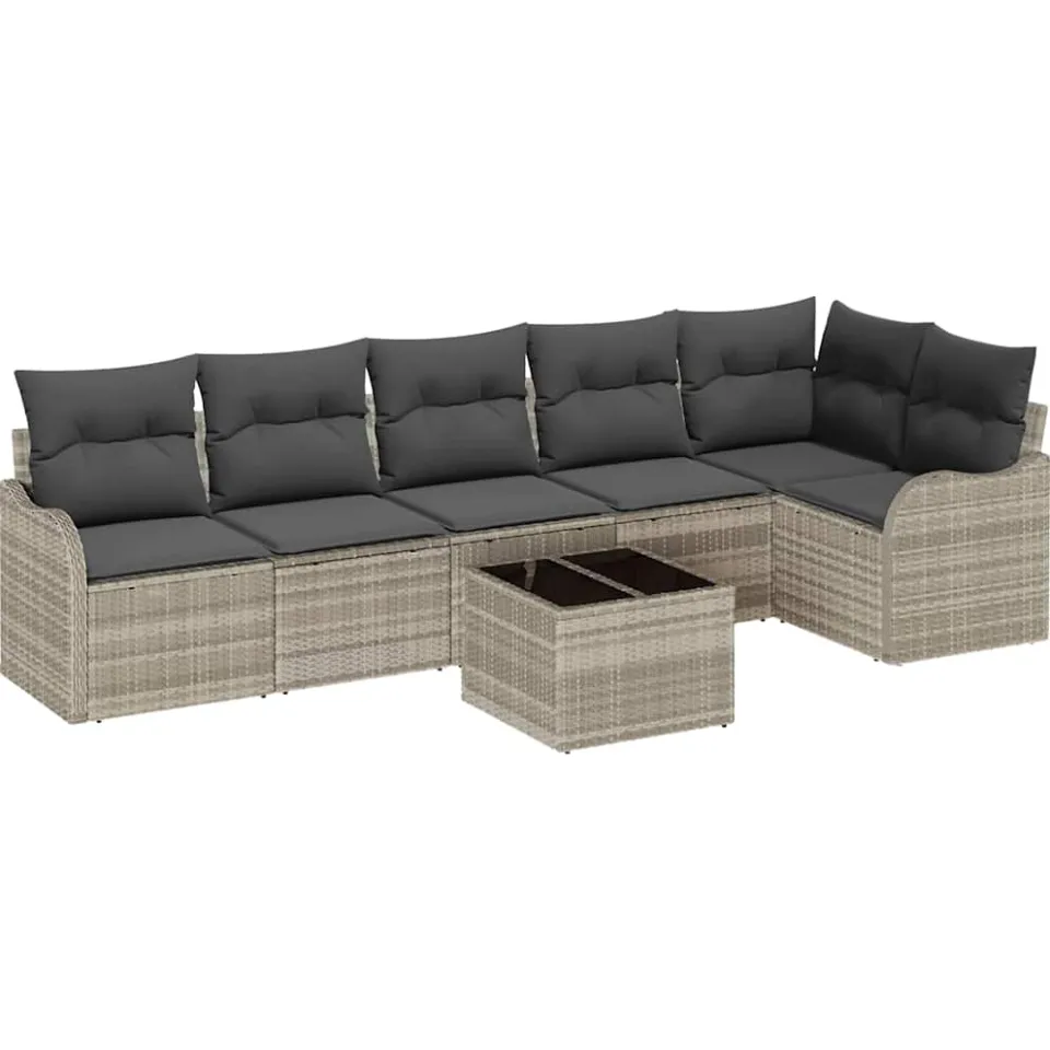 vidaXL Tuin Sofa Set Lichtgrijs poly rattan