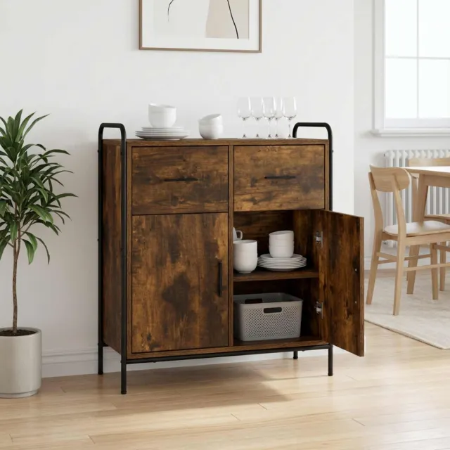 vidaXL Dressoir Gerookt eiken 97 x 33 x 81 cm Bewerkt hout Bruin
