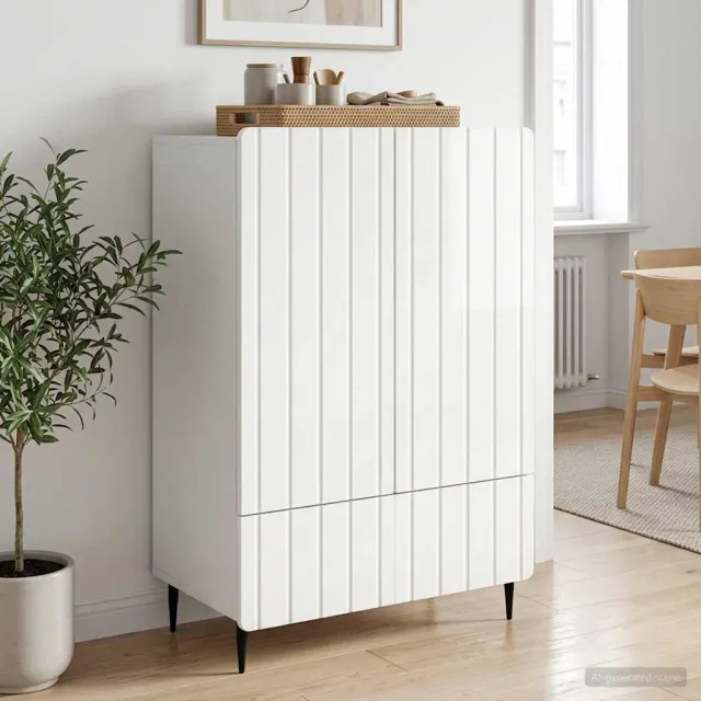 vidaXL Dressoir Hoogglans Wit 66 x 34,5 x 97 cm Bewerkt hout