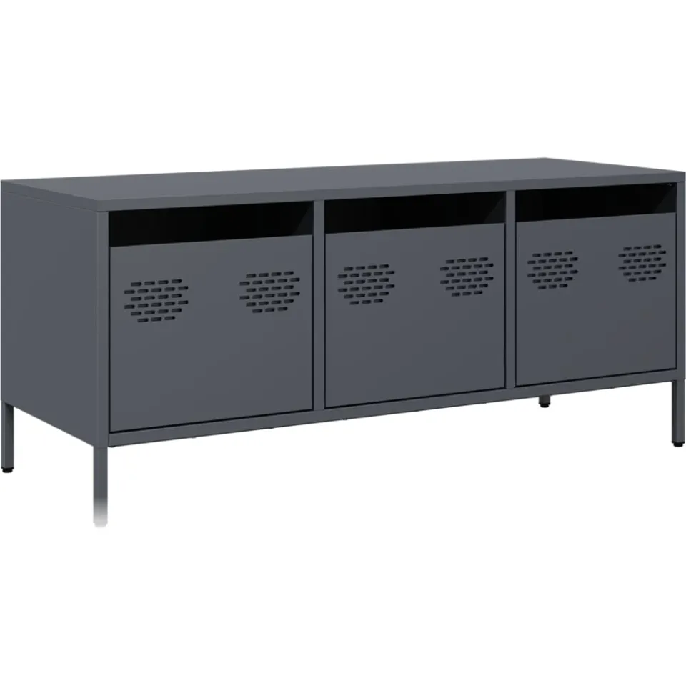 vidaXL Tv-meubel 101,5x39x43,5 cm koudgewalst staal antracietkleurig, foto 3