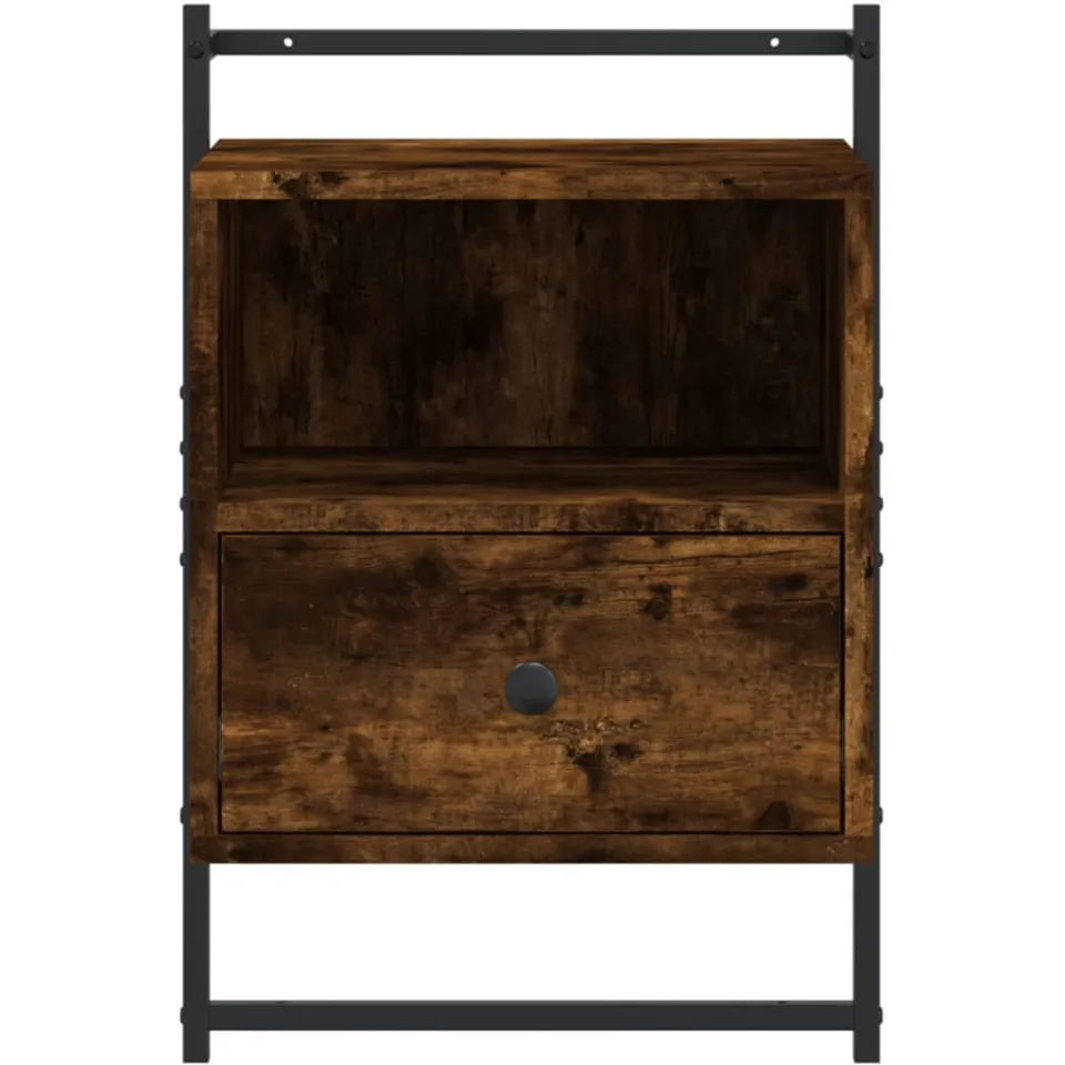 vidaXL Nachtkastje wandgemonteerd 40x30x61 cm hout gerookt eikenkleur, foto 4
