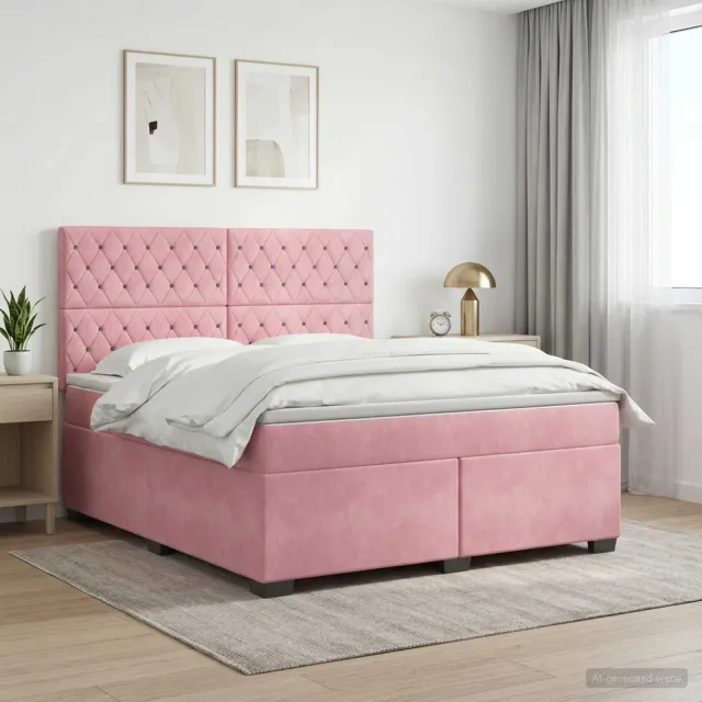 vidaXL Boxspringbed met matras Roze 160 x 200 cm Fluweel