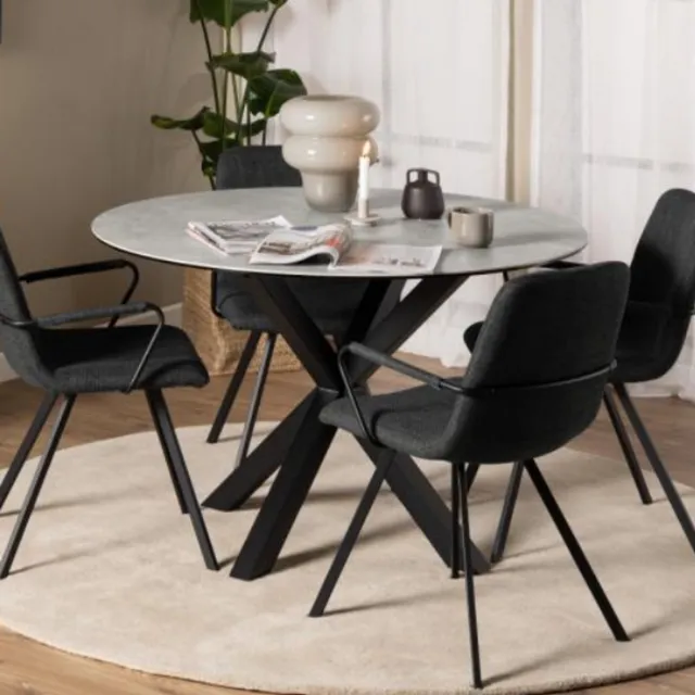 Giga Living Ronde Eettafel Axel - Ø120x75cm - Keramiek Grijs - Spinpoot - 2-4 Personen
