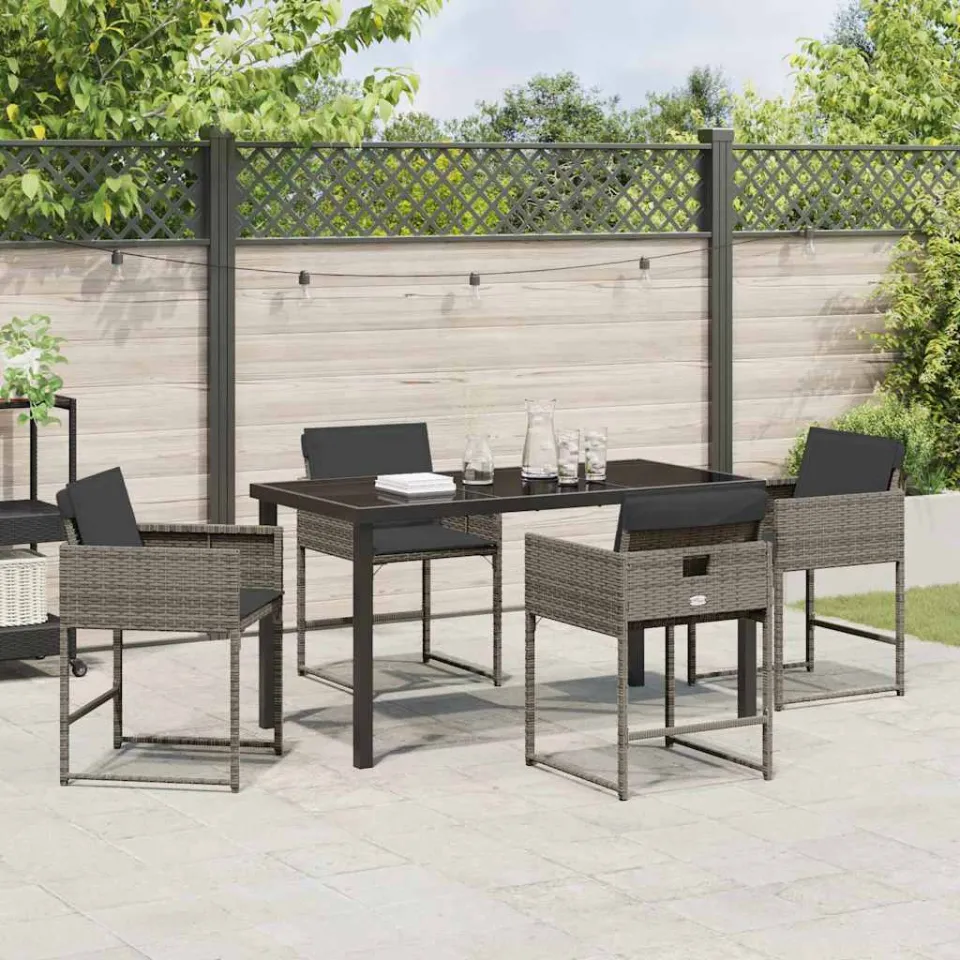 vidaXL Tuin eettafelset 5 st Grijs poly rattan, foto 3