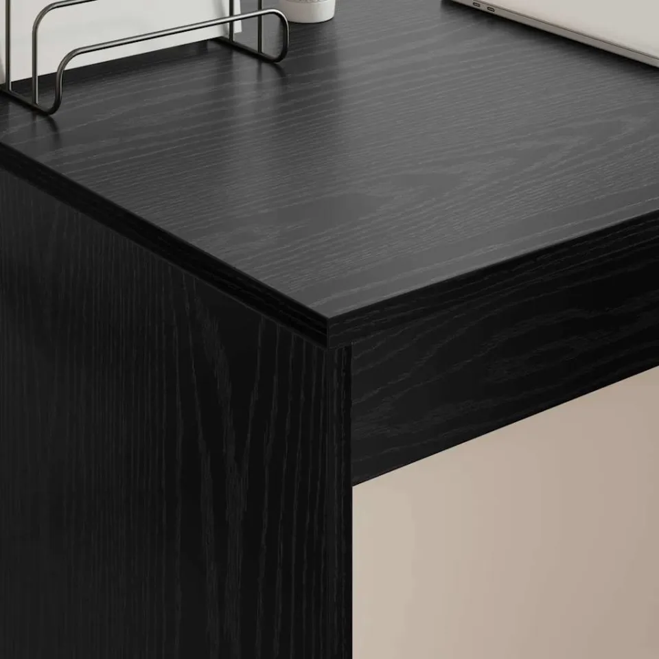 vidaXL Bureau Zwart Eiken Bewerkt hout 109 x 50 x 78 cm, foto 4