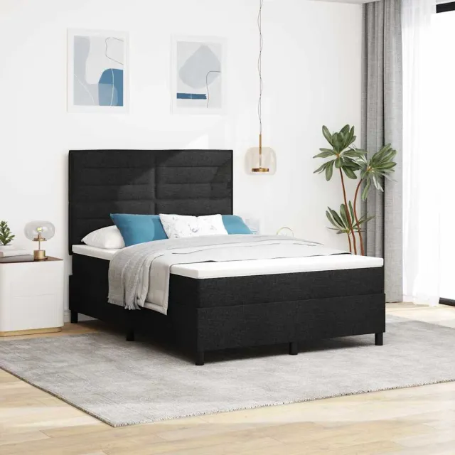vidaXL Boxspring bed met matras met LED Zwart 140 x 190 cm Stof
