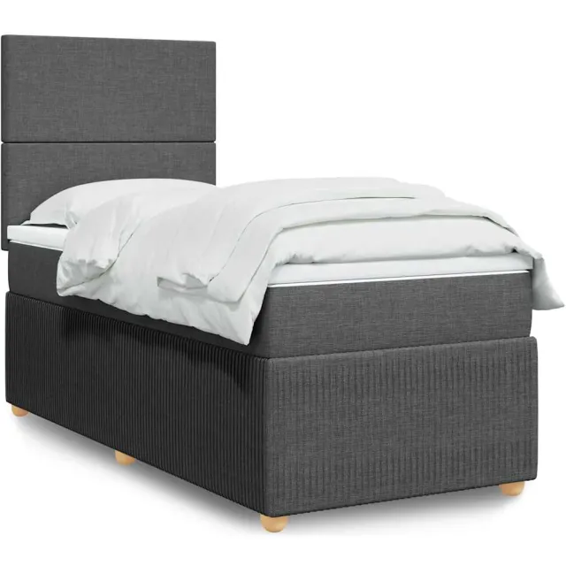 vidaXL Boxspring met matras stof donkergrijs 90x200 cm grijs