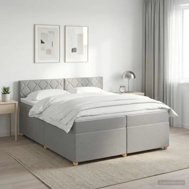 vidaXL Boxspringbed met matras Lichtgrijs 200 x 200 cm Stof