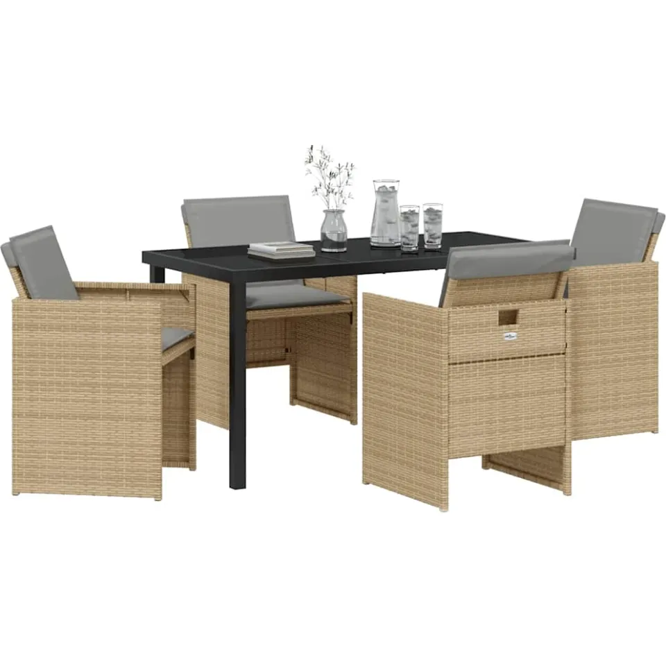 vidaXL Tuin eettafelset 5 st Beige poly rattan