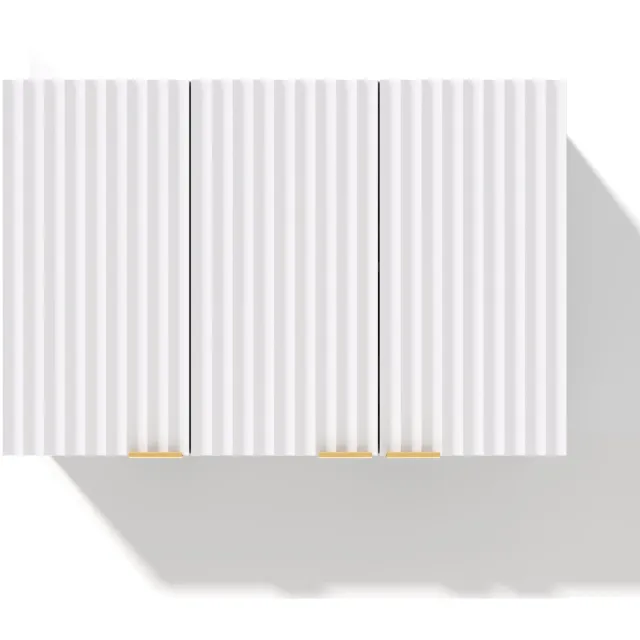 CHICFURN Keukenkast 90 cm - Wandmontage - 3 deuren - Wandkast - Keuken - MDF - Wit