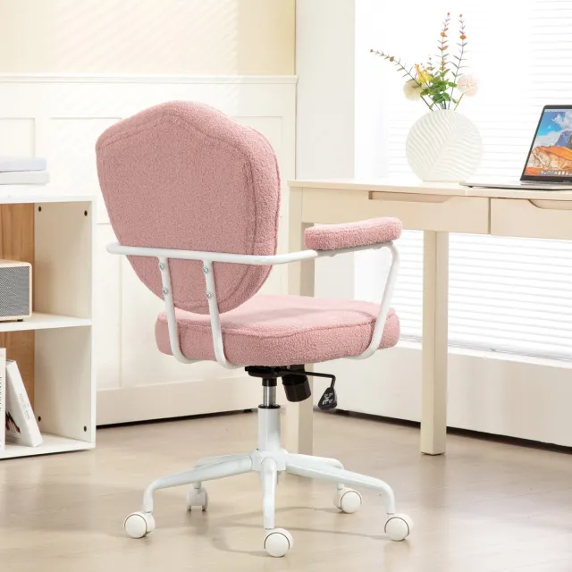 COVREO Bureaustoel 63 x 61,5 x 93-101 cm, roze stof met armleuningen Pink