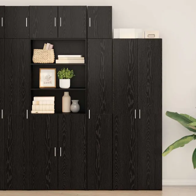 vidaXL Opbergkast met Planken Zwart eiken 30 x 42,5 x 225 cm