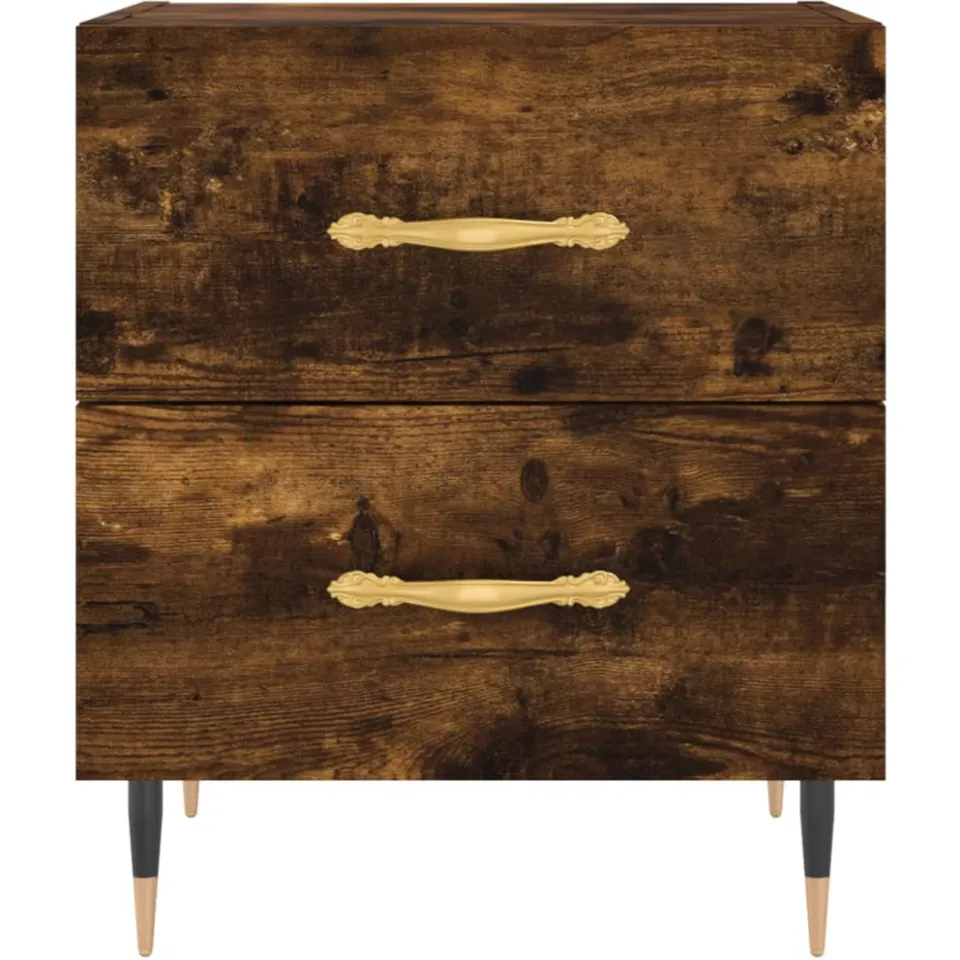 vidaXL Nachtkastjes 2 st 40x35x47,5 cm bewerkt hout gerookt eikenkleur, foto 4