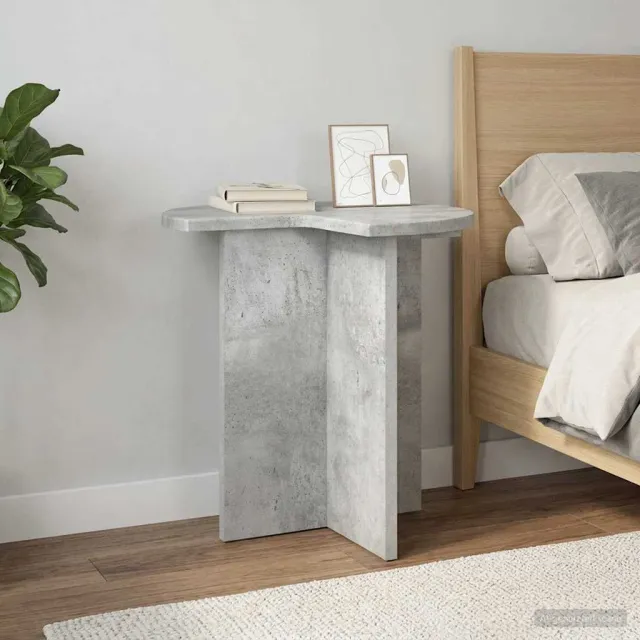 vidaXL Bijzettafel 2 st Betongrijs Ø 39 x 38 cm Bewerkt hout