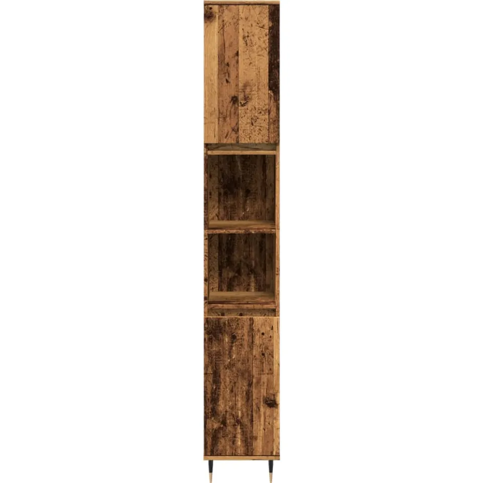vidaXL Badkamerkast 30x30x190 cm bewerkt hout oud houtkleurig Bruin
