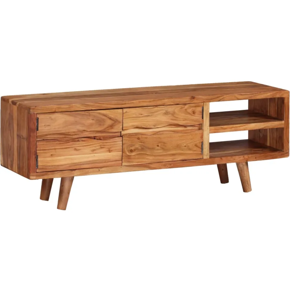 vidaXL Tv-meubel met bewerkte deuren 117x30x40 cm massief acaciahout bruin, foto 4