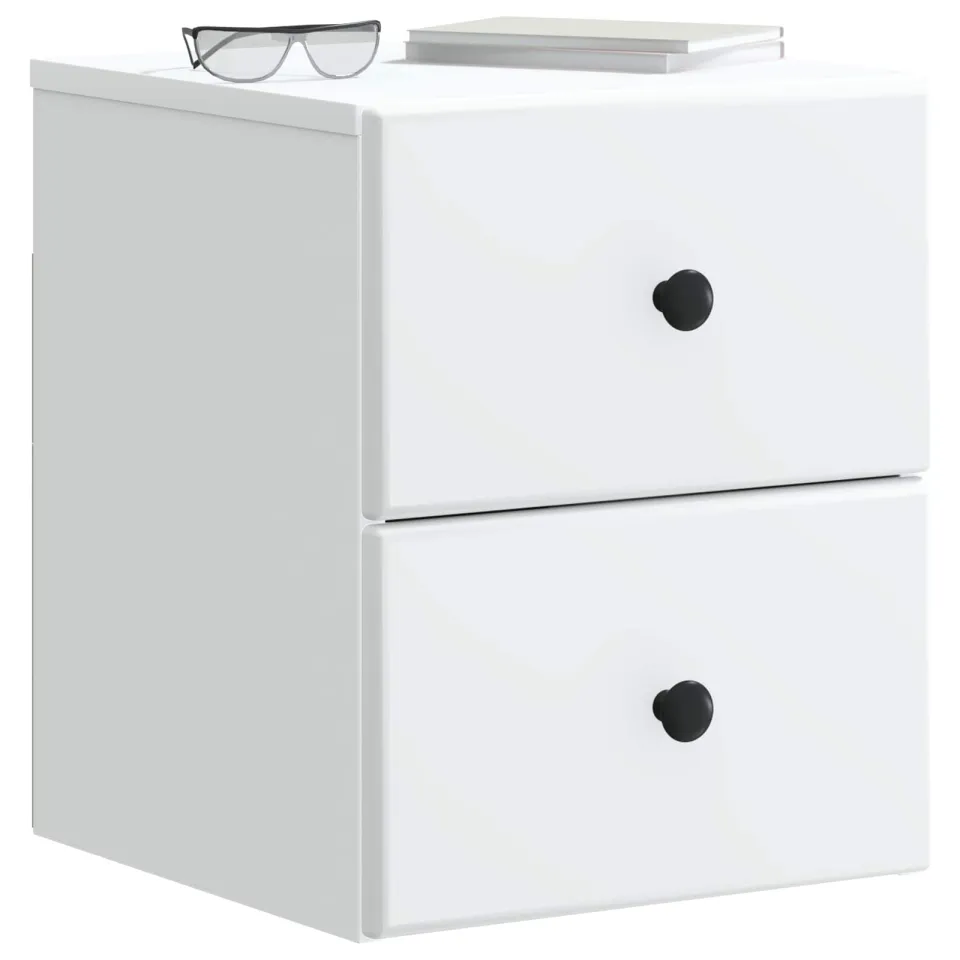 vidaXL Wandbeugel Bedkast 2 st Wit 34,5 x 33 x 40 cm Bewerkt hout