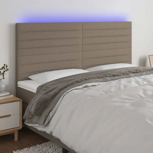vidaXL Hoofdbord LED 200x5x118/128 cm stof taupe