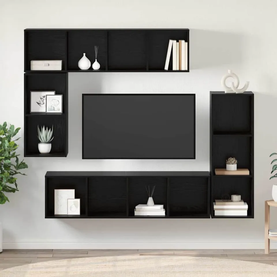 vidaXL Tv-meubelset 4 st 37 x 37 x 142,5 cm Zwart Eiken, foto 4