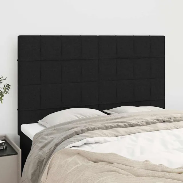 vidaXL Hoofdbord zwart 144x5x118/128 cm stof