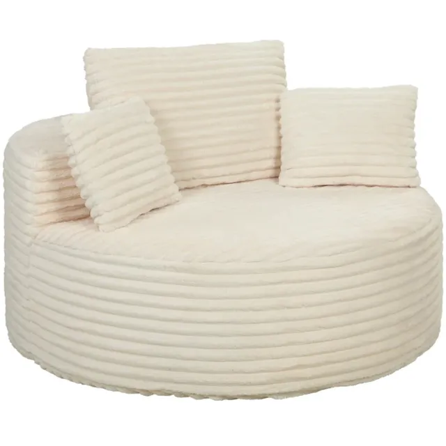 ZYLARO Fauteuil - met Diepe Zitting - Enkele Bank zonder Vast Frame - Volschuimdesign - 4 Kussens - Crèmewit