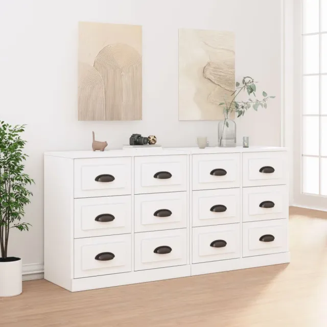 vidaXL Dressoirs 2 st bewerkt hout wit, foto 2