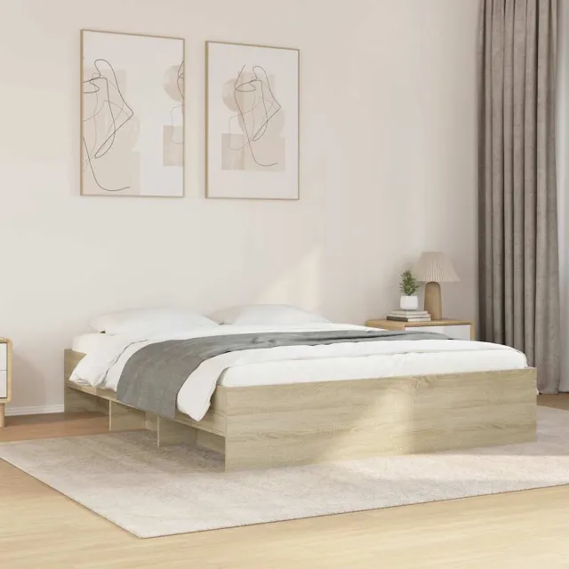 vidaXL Bedframe zonder matras hout sonoma eikenkleurig 150x200 cm