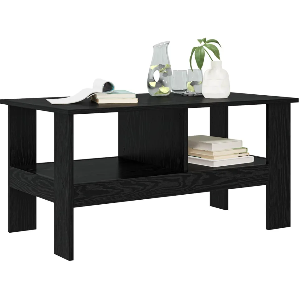 vidaXL Salontafel Zwart Eiken 90 x 50 x 45 cm Bewerkt hout