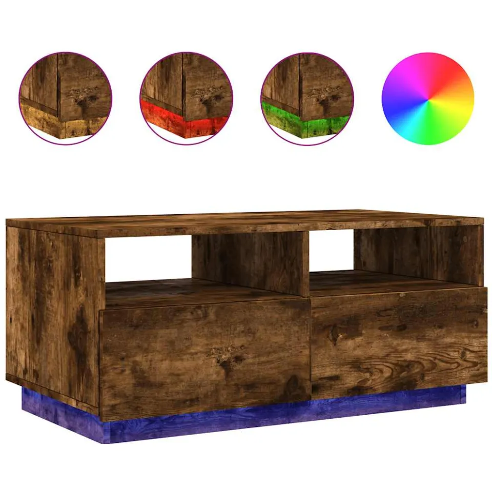 vidaXL Salontafel met LED-verlichting 90x49x40 cm gerookt eikenkleurig, foto 3