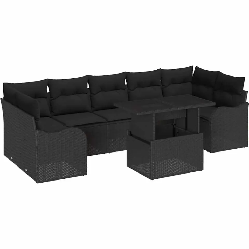 vidaXL Tuin Sofa Set 8 st Zwart poly rattan