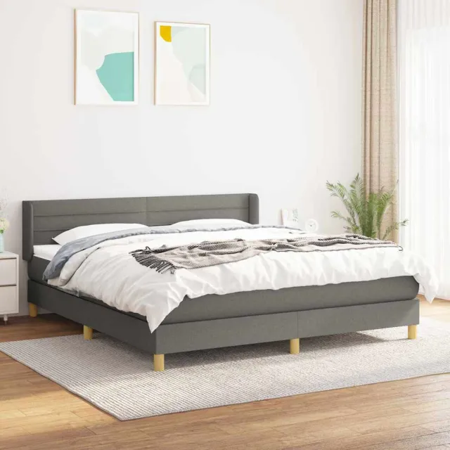 vidaXL Boxspring met matras stof donkergrijs 160x200 cm grijs