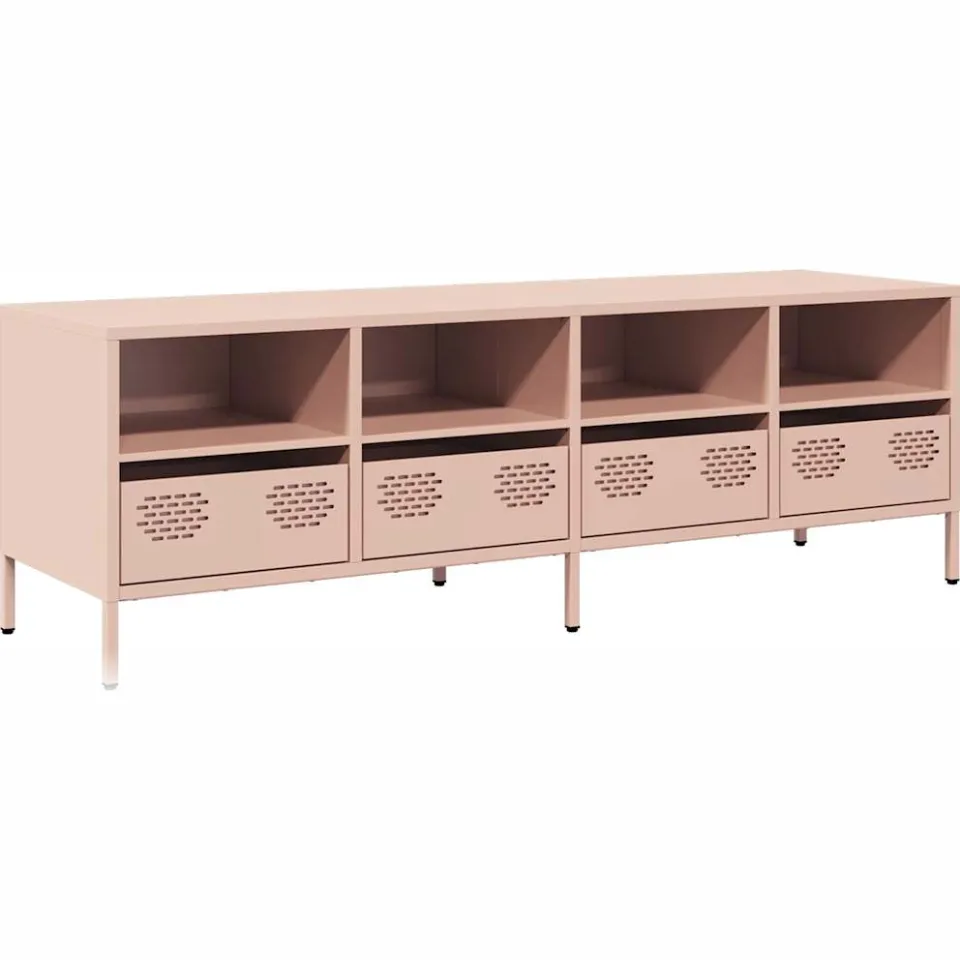 vidaXL Tv-meubel 135x39x43,5 cm koudgewalst staal roze
