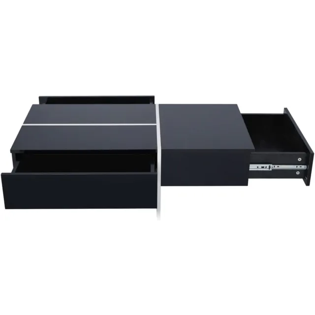 Happiq Salontafel 100 X 50 X 34 Cm Zwart - met 3 Lades, LED Verlichting, Lades - voor Woonkamer