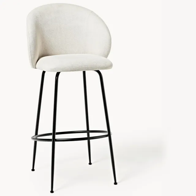 Westwing Collection Barkruk Luisa Wit, Zwart
